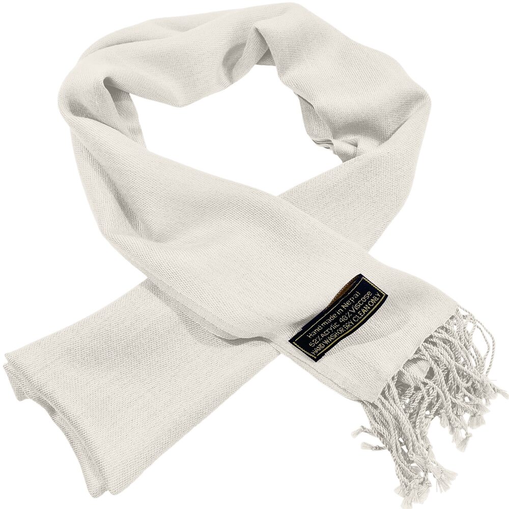 5660 Cream Ivory Off White Nepalese Solid Color Design Fashion Scarf